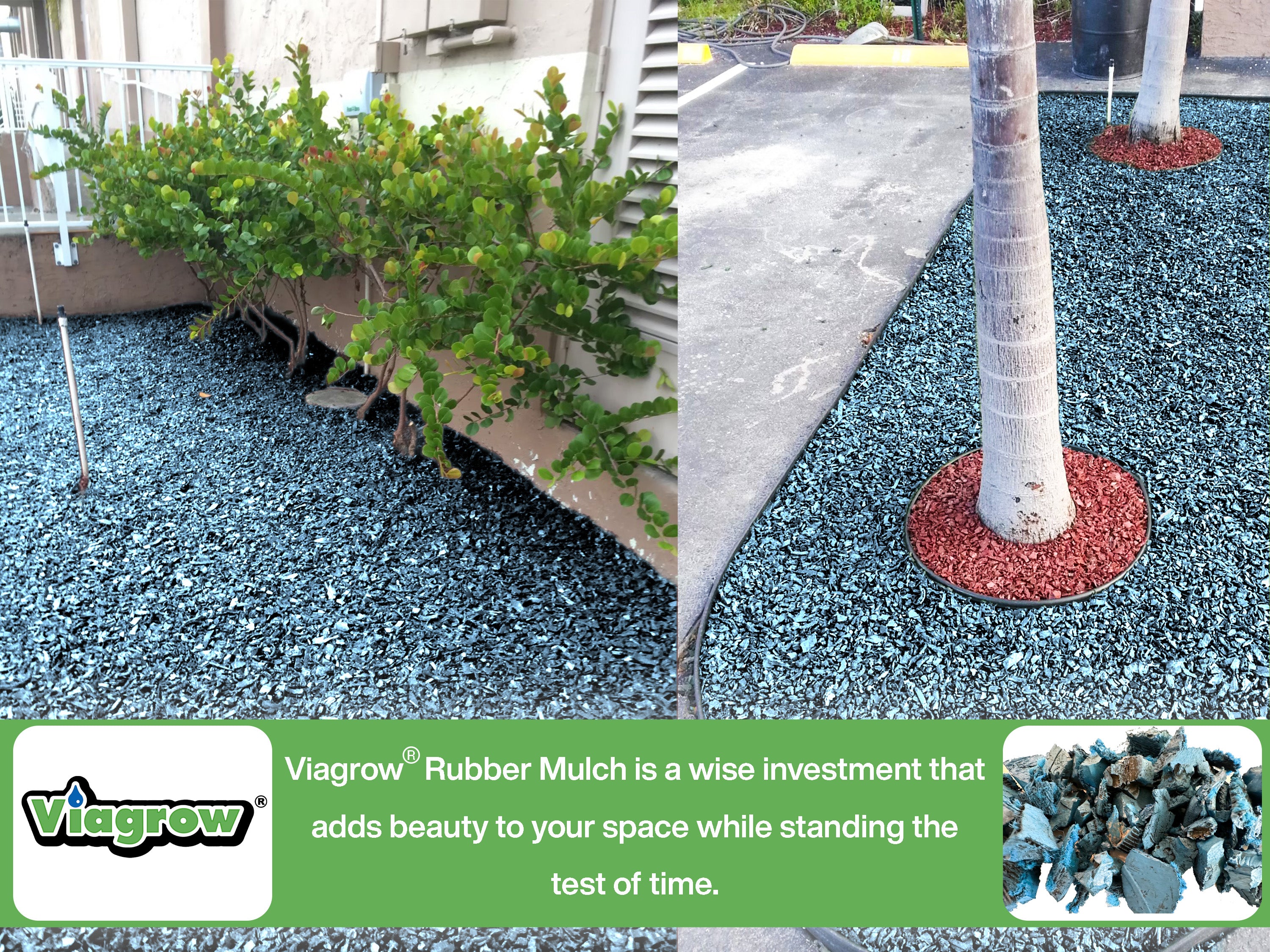 Blue Rubber Playground & Landscape Mulch by Viagrow, 1.5 CF Bag ( 11.2 Gallons / 42.3 Liters)