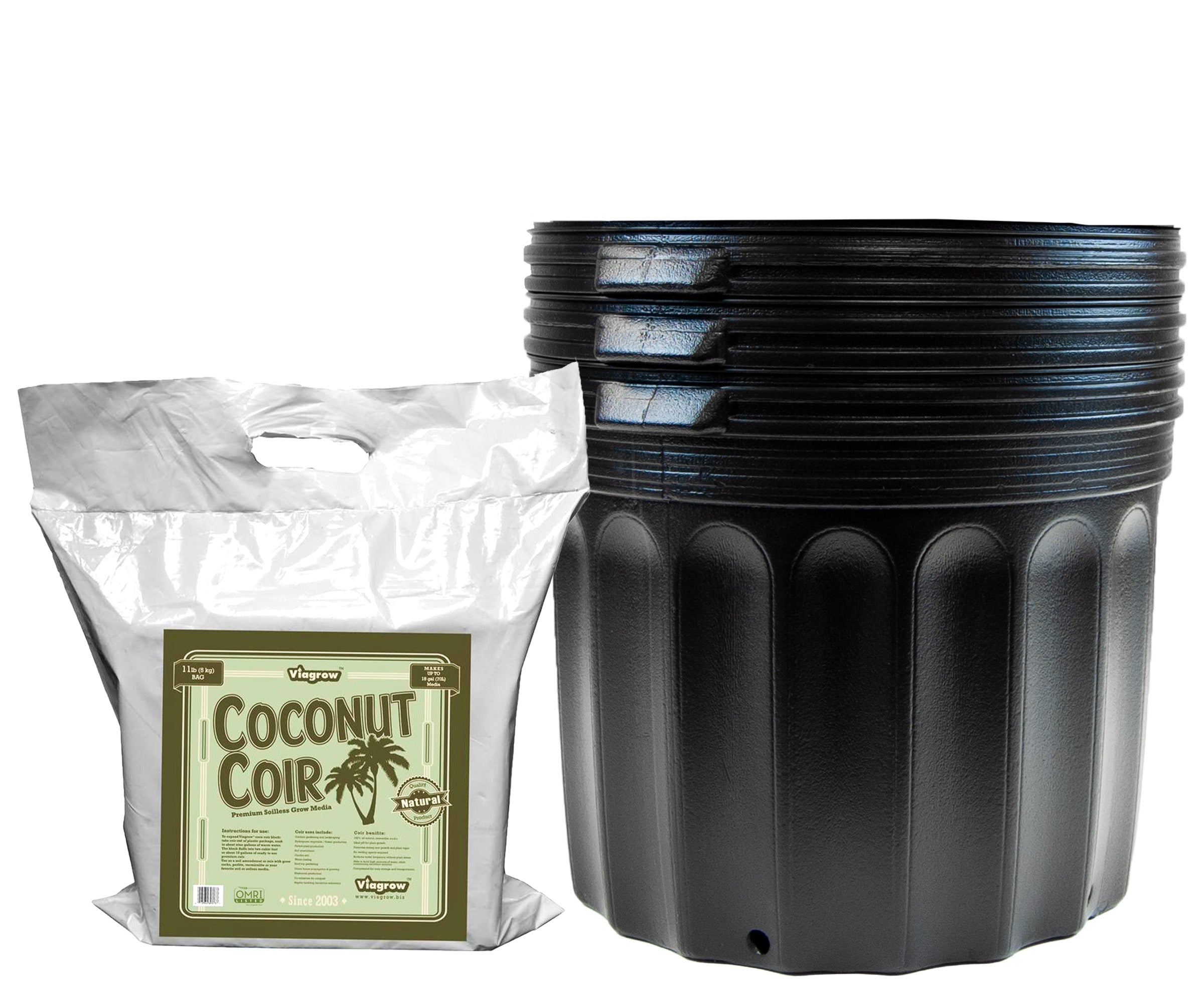 Viagrow Nursery Pot With Viagrow 5KG (11 LB) Coconut Coir Brick