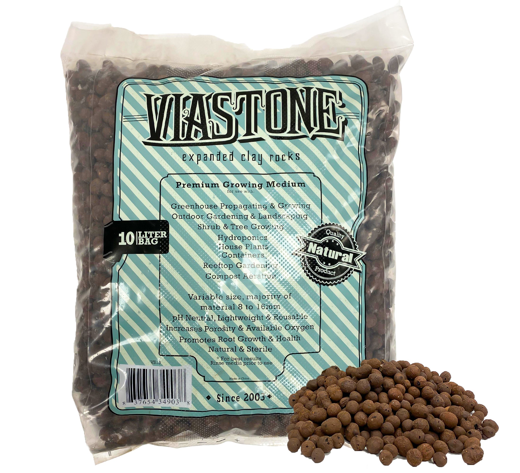 Viastone 10L Expanded Clay Rocks, Grow Rocks, Round