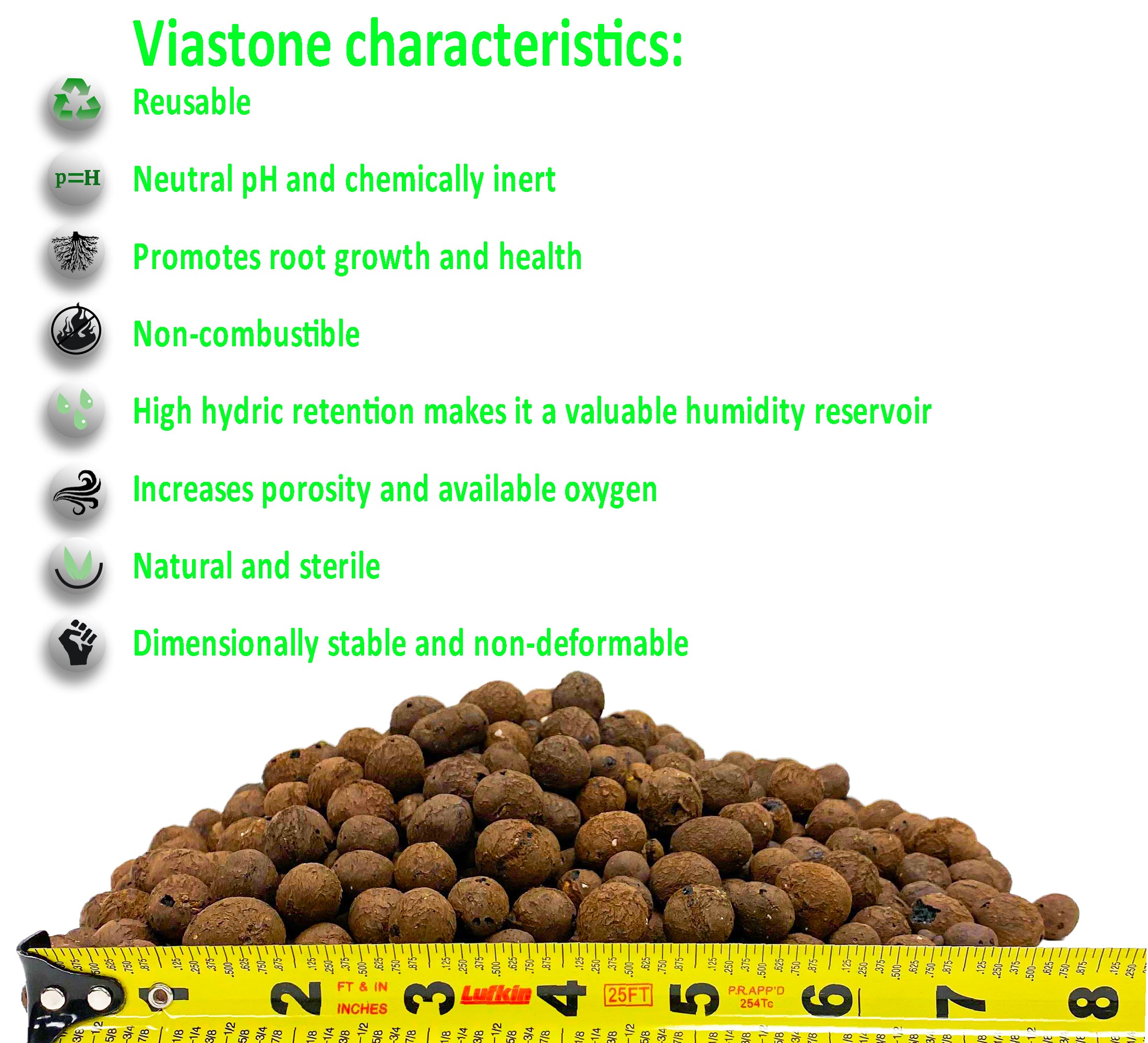 Viastone 2L Expanded Clay Rocks, Grow Rocks, Round